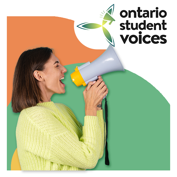 A girl shouting through a loudspeaker