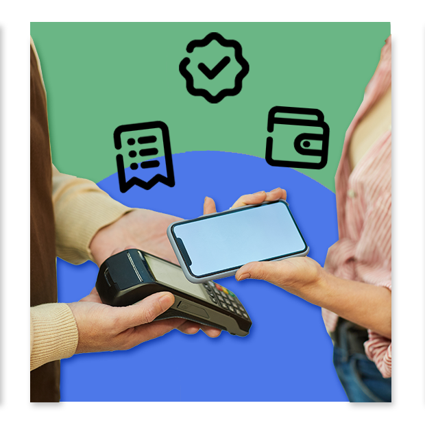 A payment transaction using phone tapping on a credit card machine